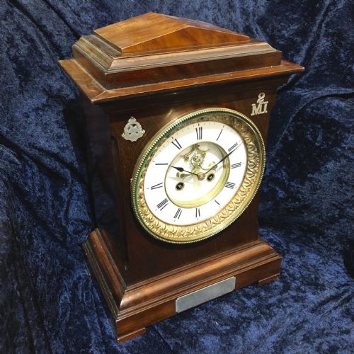 A LATE 19TH CENTURY MAHOGANY TABLE CLOCK WITH MILITARY INTEREST - ADDITIONAL PHOTO 1