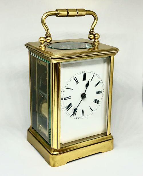 A LATE 19TH CENTURY FRENCH GILT BRASS CARRIAGE CLOCK - ADDITIONAL PHOTO 3