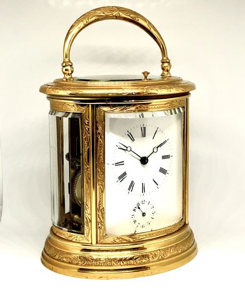 A FINE LATE 19TH CENTURY FRENCH GILT BRASS CARRIAGE CLOCK BY BRUNELOT - ADDITIONAL PHOTO 1