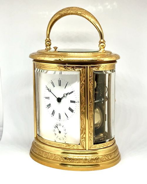 A FINE LATE 19TH CENTURY FRENCH GILT BRASS CARRIAGE CLOCK BY BRUNELOT - ADDITIONAL PHOTO 2