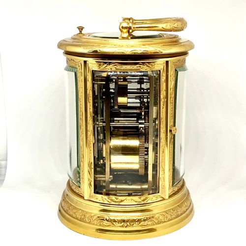 A FINE LATE 19TH CENTURY FRENCH GILT BRASS CARRIAGE CLOCK BY BRUNELOT - ADDITIONAL PHOTO 4