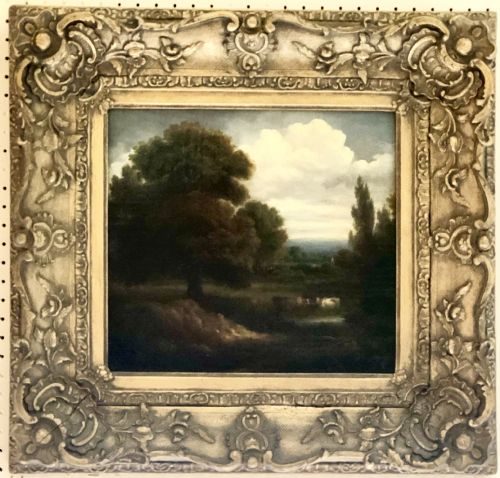 a 19th century oil painting on canvas of cattle in a landscape - CATEGORY: ANTIQUE ART - DATED 19TH CENTURY