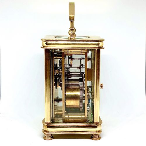A LATE 19TH CENTURY FRENCH GILT BRASS CARRIAGE CLOCK - ADDITIONAL PHOTO 3