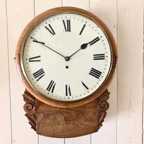 an early victorian mahogany drop dial wall clock - CATEGORY: ANTIQUE CLOCKS - DATED VICTORIAN