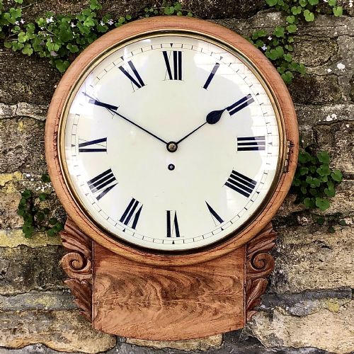 AN EARLY VICTORIAN MAHOGANY DROP DIAL WALL CLOCK - ADDITIONAL PHOTO 1