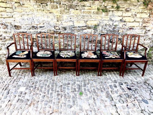 A SET OF SIX SHERATON REVIVAL MAHOGANY DINING CHAIRS - ADDITIONAL PHOTO 1