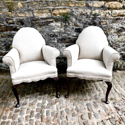 a pair of late 19th century walnut armchairs - CATEGORY: ANTIQUE CHAIRS - DATED 19TH CENTURY