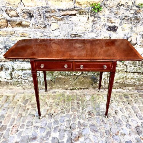 A SHERATON REVIVAL MAHOGANY SOFA TABLE - ADDITIONAL PHOTO 4