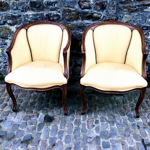 a pair of late 19th century french tub armchairs - CATEGORY: ANTIQUE CHAIRS - DATED 1900