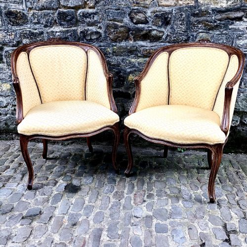 A PAIR OF LATE 19TH CENTURY FRENCH TUB ARMCHAIRS - ADDITIONAL PHOTO 2