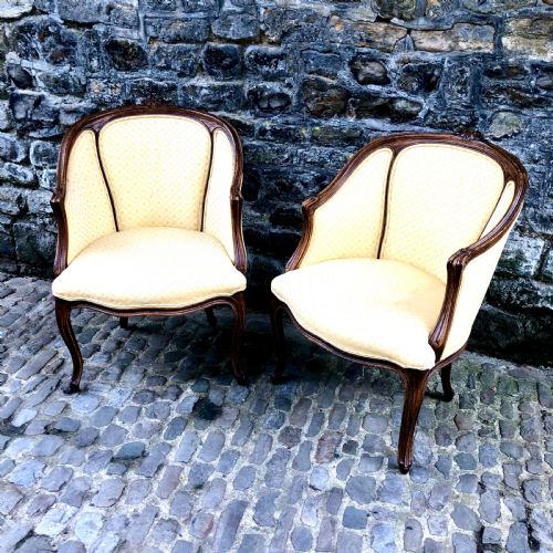 A PAIR OF LATE 19TH CENTURY FRENCH TUB ARMCHAIRS - ADDITIONAL PHOTO 5