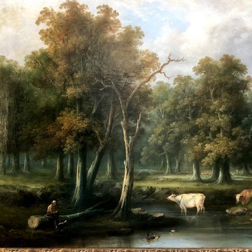 A LATE 18TH CENTURY OIL PAINTING ON CANVAS OF A RURAL IDYL - ADDITIONAL PHOTO 3