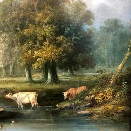 A LATE 18TH CENTURY OIL PAINTING ON CANVAS OF A RURAL IDYL - ADDITIONAL PHOTO 4