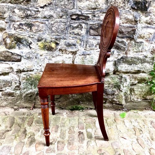 A REGENCY MAHOGANY HALL CHAIR - ADDITIONAL PHOTO 4