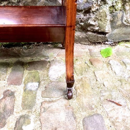 AN EDWARDIAN MAHOGANY TWO TIER BOOK TROUGH - ADDITIONAL PHOTO 3