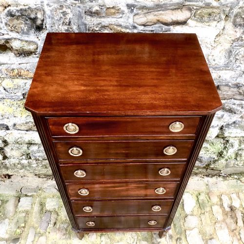 A LATE 19TH CENTURY MAHOGANY WELLINGTON CHEST OF DRAWERS - ADDITIONAL PHOTO 3