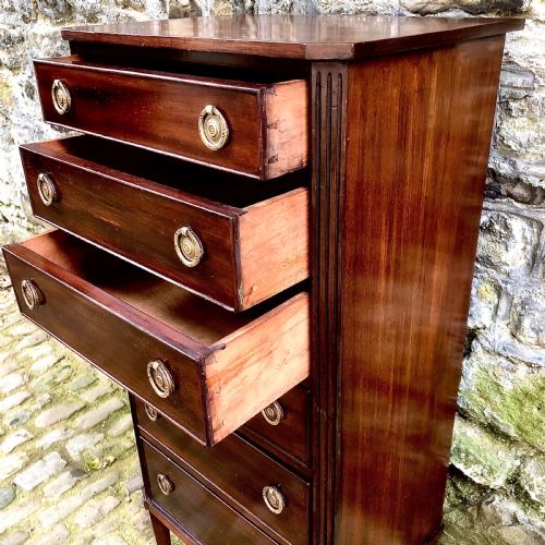 A LATE 19TH CENTURY MAHOGANY WELLINGTON CHEST OF DRAWERS - ADDITIONAL PHOTO 5