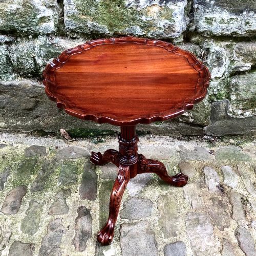 A MINIATURE WALNUT TILTTOP PIECRUST WINE TABLE - ADDITIONAL PHOTO 1