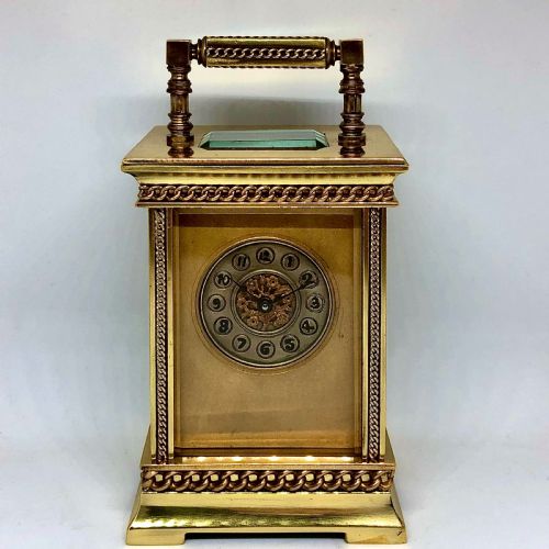 a late 19th century brass carriage clock by richard co - CATEGORY: ANTIQUE CLOCKS - DATED 1880
