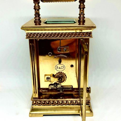 A LATE 19TH CENTURY BRASS CARRIAGE CLOCK BY RICHARD CO - ADDITIONAL PHOTO 3
