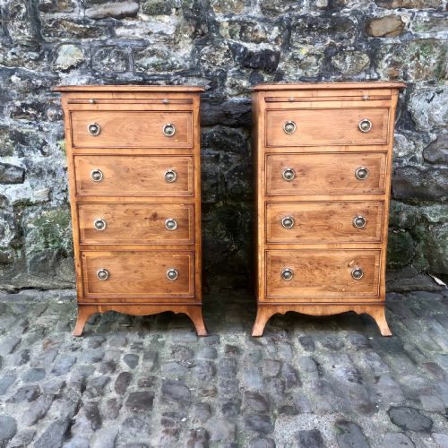 a pair of early 20th century yew wood bedside tables - CATEGORY: ANTIQUE CUPBOARDS - DATED 1920