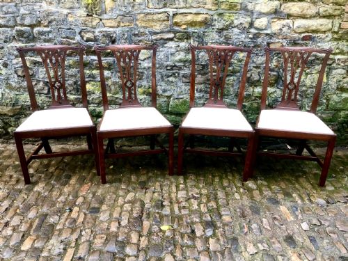 a set of four georgian chippendale mahogany dining chairs - CATEGORY: ANTIQUE CHAIRS - DATED GEORGIAN