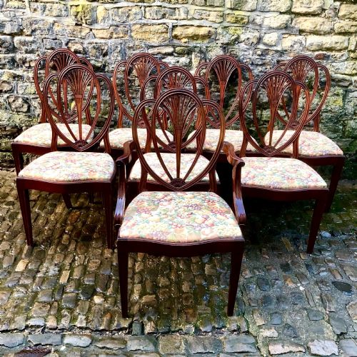 a set of eight sheraton revival mahogany dining chairs - CATEGORY: ANTIQUE CHAIRS - DATED 1900