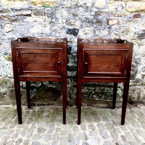 a pair of late 19th century mahogany bedside tables - CATEGORY: ANTIQUE CUPBOARDS - DATED 1890