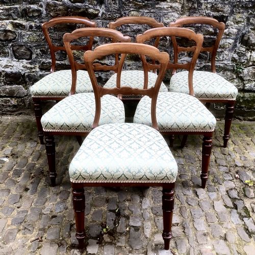 a set of six mid victorian walnut dining chairs - CATEGORY: ANTIQUE CHAIRS - DATED VICTORIAN