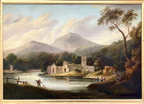 AN EARLY 19TH CENTURY OIL PAINTING ON CANVAS OF TINTERN ABBEY - ADDITIONAL PHOTO 1