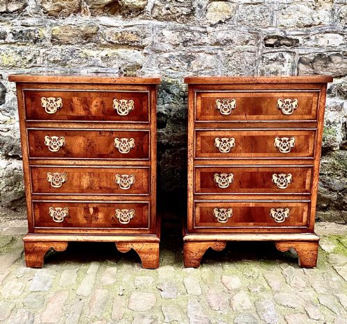 a pair of 20th century yew wood bedside tables - CATEGORY: ANTIQUE CUPBOARDS - DATED 1930