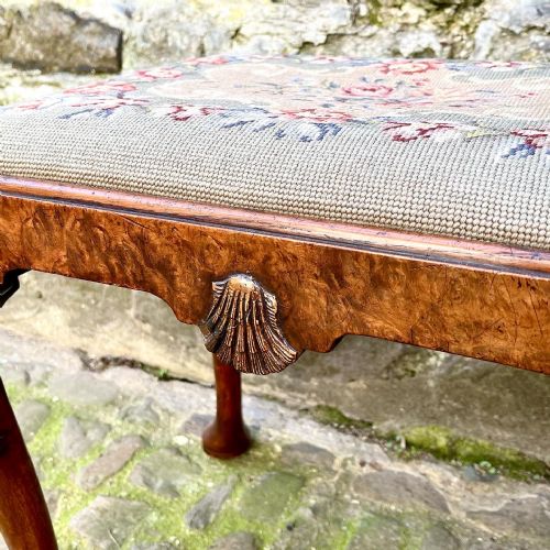 A QUEEN ANNE STYLE BURR WALNUT STOOL - ADDITIONAL PHOTO 5