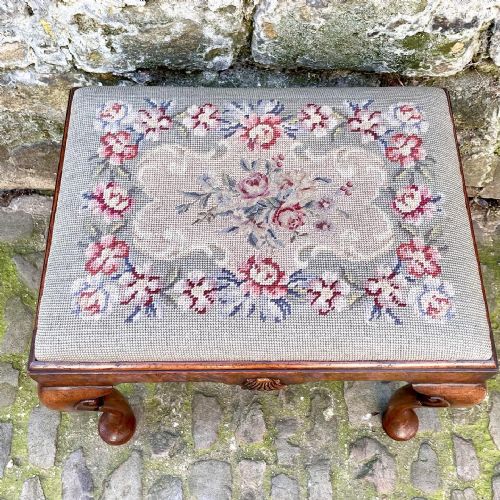 A QUEEN ANNE STYLE BURR WALNUT STOOL - ADDITIONAL PHOTO 6