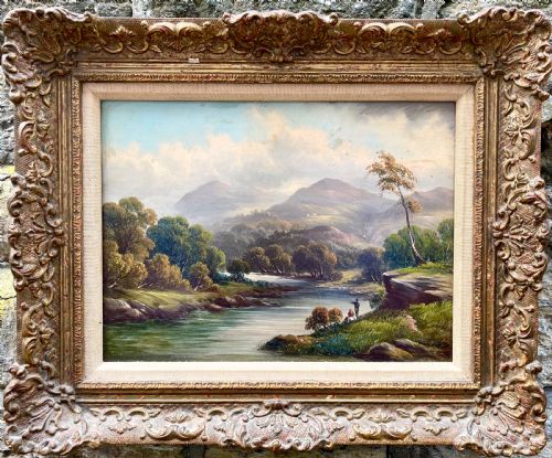 an oil painting on board of the river wye - CATEGORY: ANTIQUE ART - DATED 19TH CENTURY