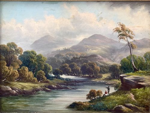 AN OIL PAINTING ON BOARD OF THE RIVER WYE - ADDITIONAL PHOTO 1