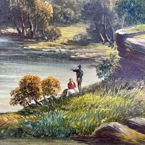 AN OIL PAINTING ON BOARD OF THE RIVER WYE - ADDITIONAL PHOTO 3