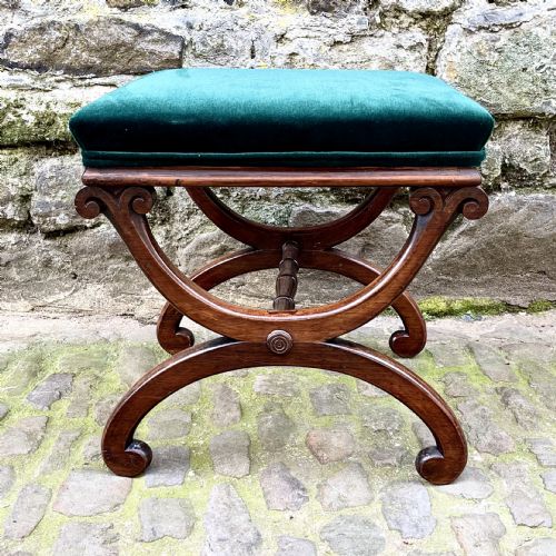 a william iv rosewood xframe stool - CATEGORY: ANTIQUE STOOLS - DATED 19TH CENTURY