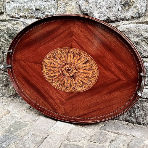 A FINE LATE 19TH CENTURY INLAID MAHOGANY TRAY - ADDITIONAL PHOTO 2
