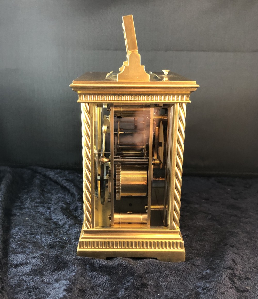 A fine late 19th century gilt brass carriage clock by Drocourt  View II