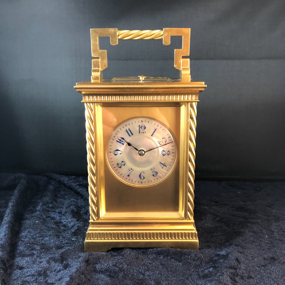 A fine late 19th century gilt brass carriage clock by Drocourt  View III