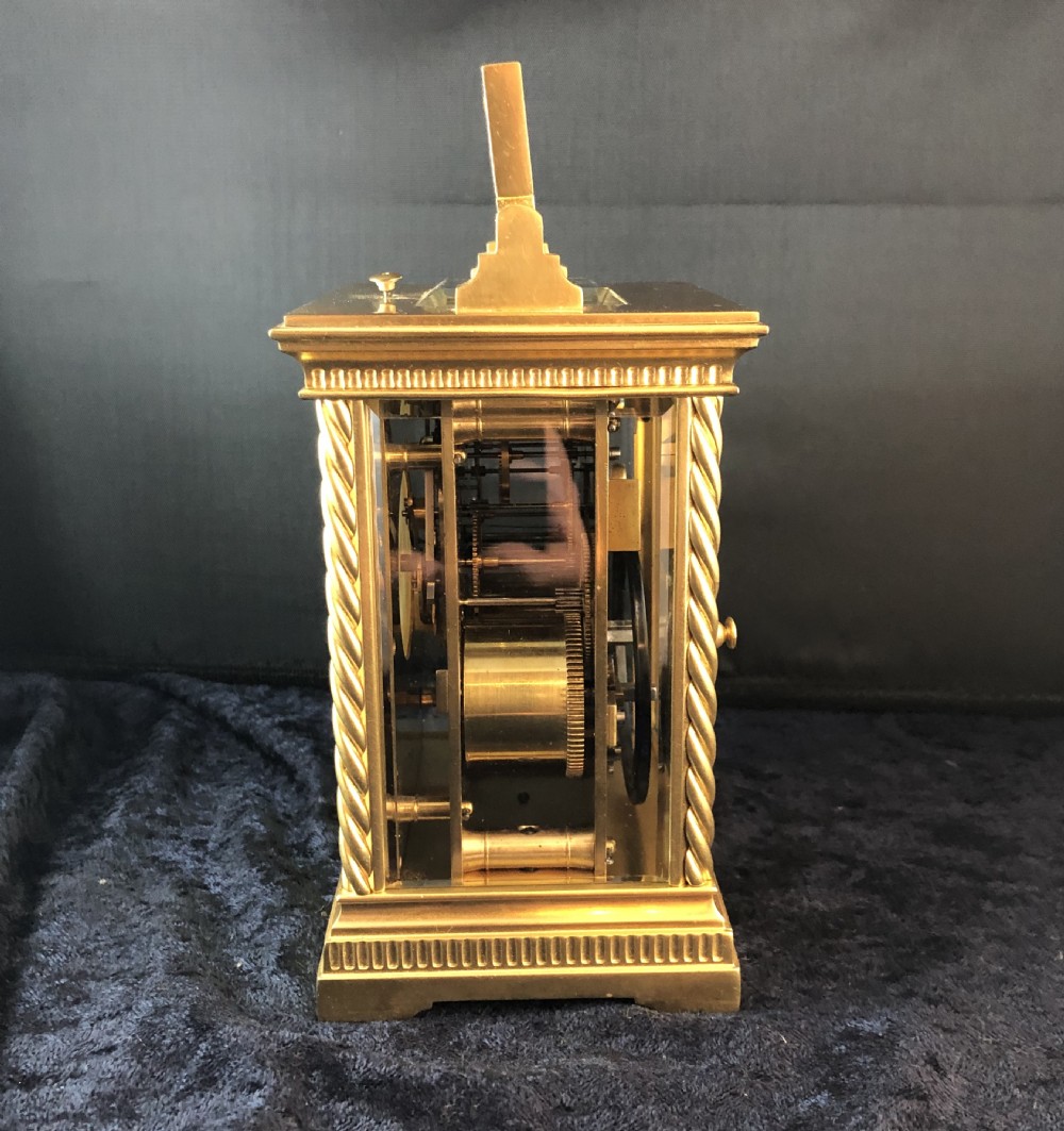 A fine late 19th century gilt brass carriage clock by Drocourt  View V