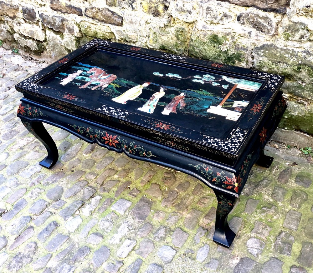 Late 19th century Chinese lacquer coffee table  View II