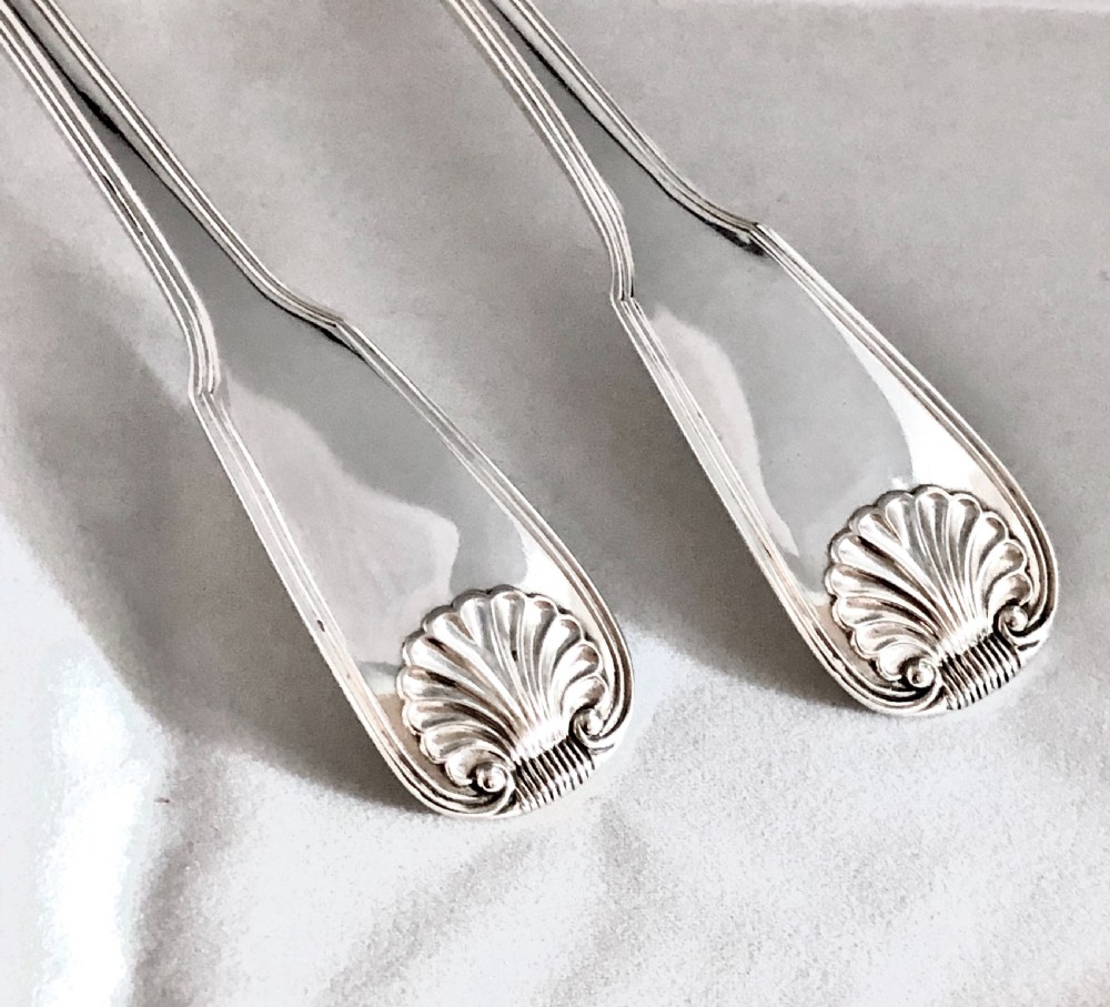 Pair of William IV silver basting or serving spoons London 1830 View V