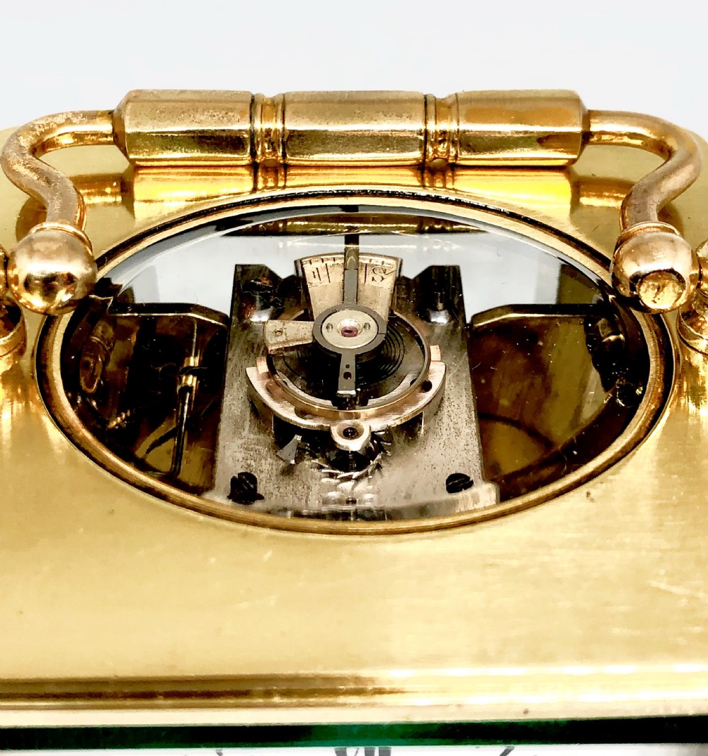 A late 19th century French gilt brass carriage clock  View VI
