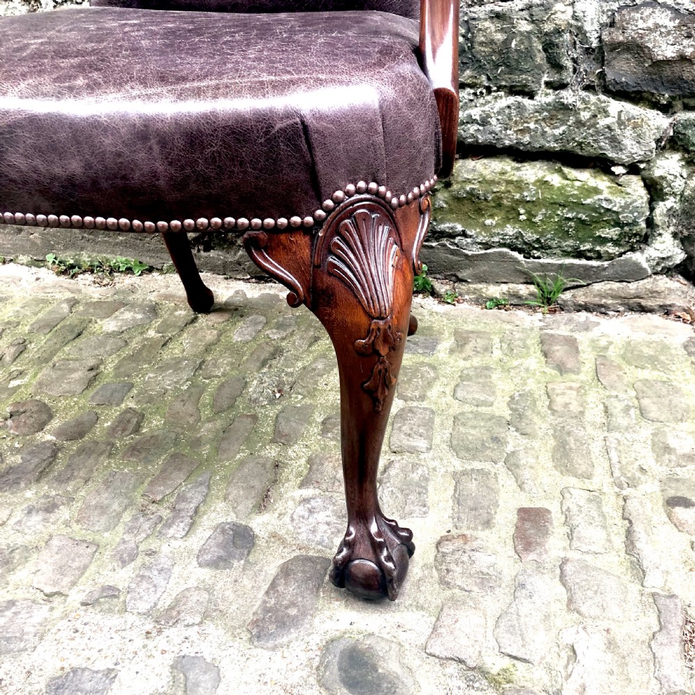 A late 19th century George II style walnut desk chair  View II