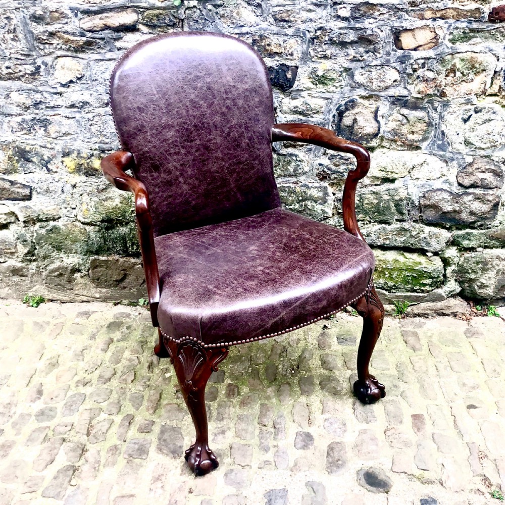A late 19th century George II style walnut desk chair  View IV