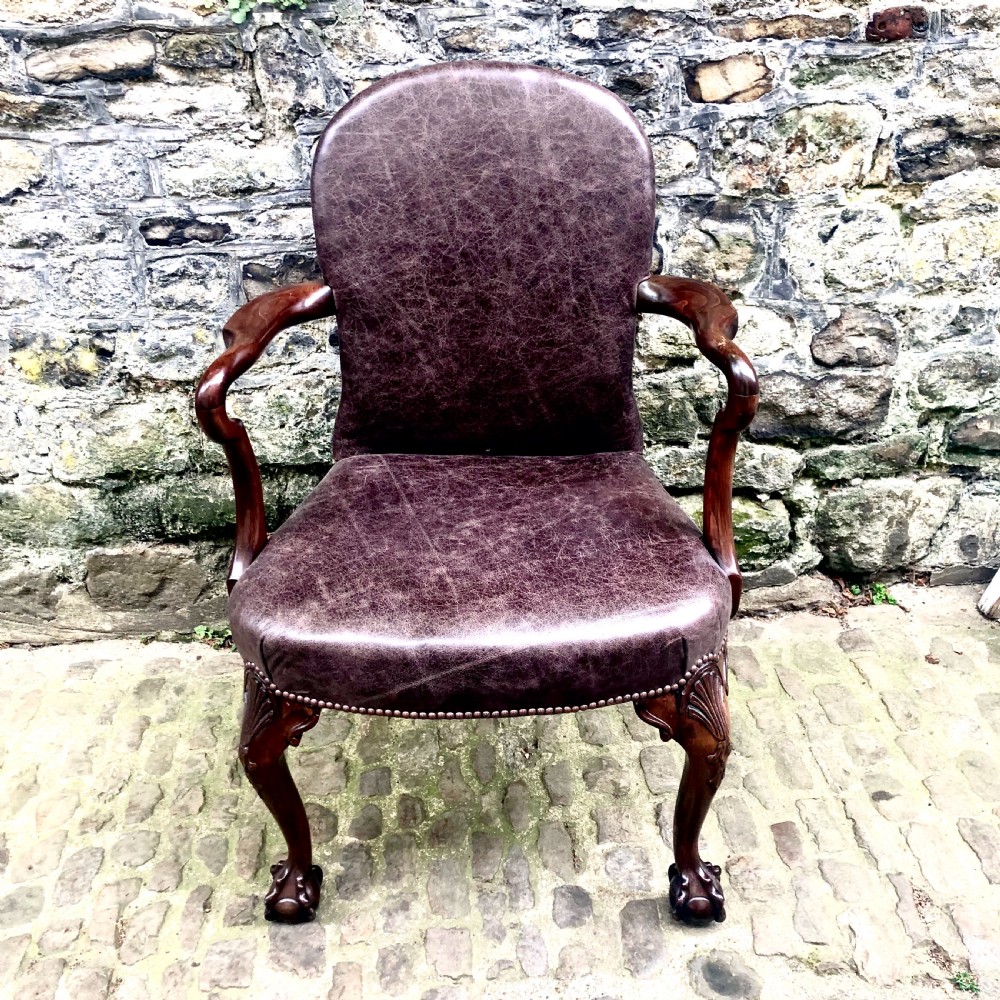 A late 19th century George II style walnut desk chair  View V