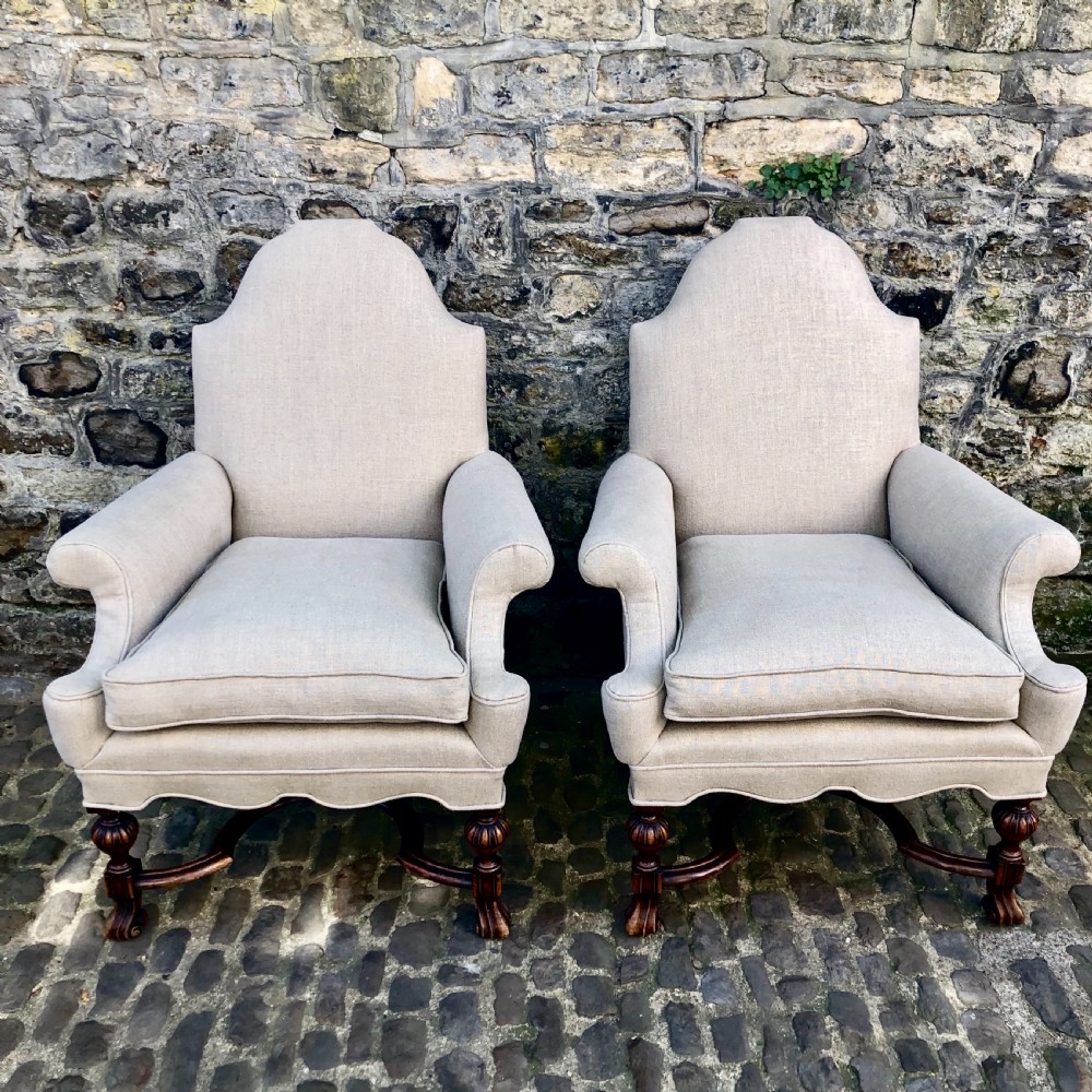 A pair of late 19th century walnut armchairs  View II