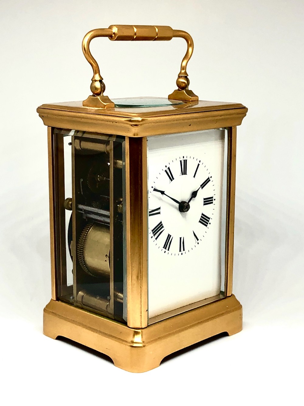 A late 19th century French gilt brass carriage clock  View II