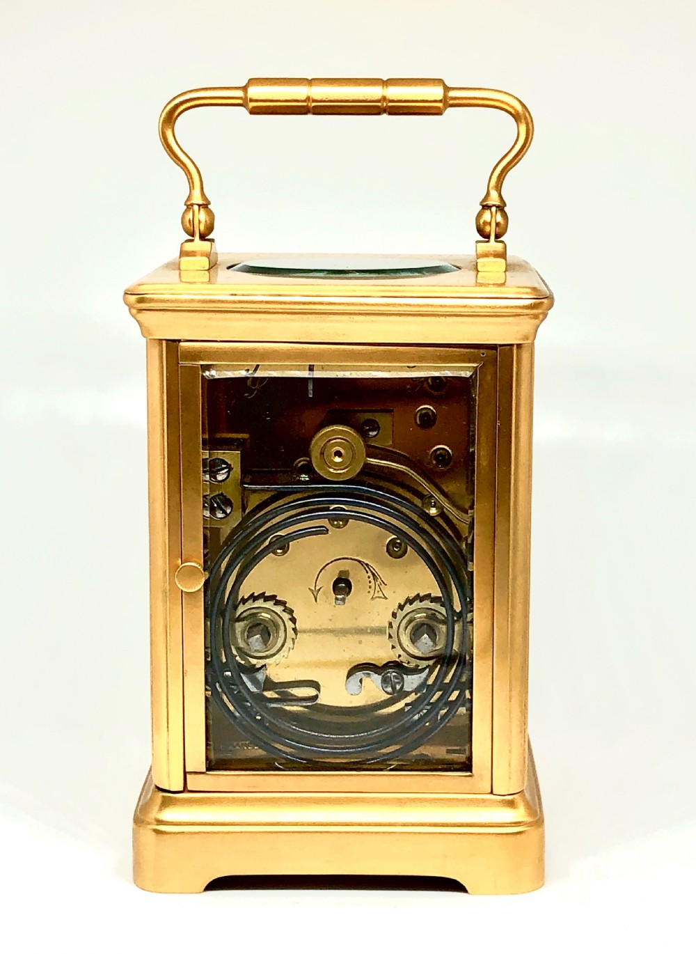 A late 19th century French gilt brass carriage clock  View V